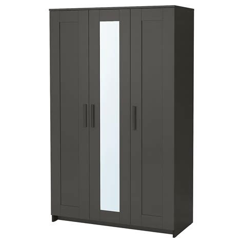 BRIMNES Wardrobe with 3 doors, gray, 46 1/8x74 3/4" - IKEA