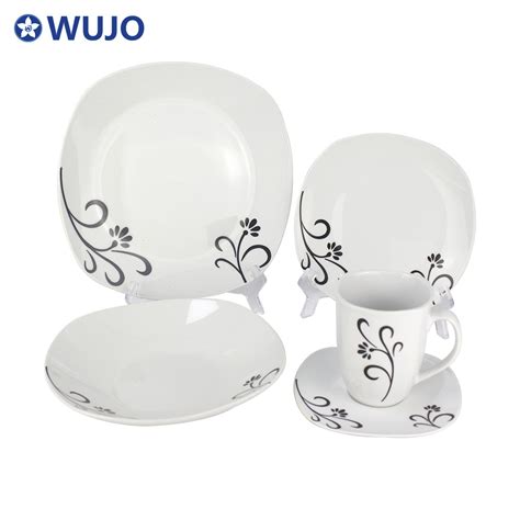 Custom Design Cheap 20PCS Porcelain Dinner Set Square Ceramic Dinner Plates Set - China Dinner ...