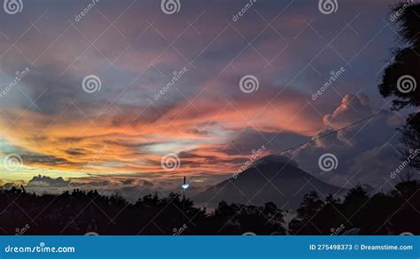 Sikunir Dieng on sunrise stock image. Image of sunrise - 275498373