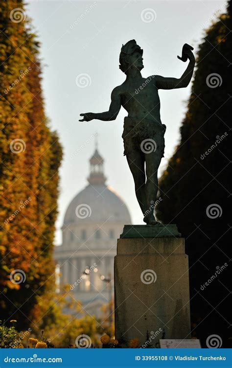 Paris Pantheon from Luxembourg Palace Garden Stock Photo - Image of ...