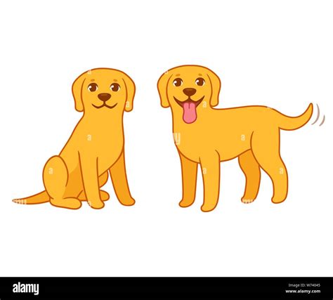 Yellow Labrador Retriever Dog Cute Cartoon Illustration Wallpaper ...