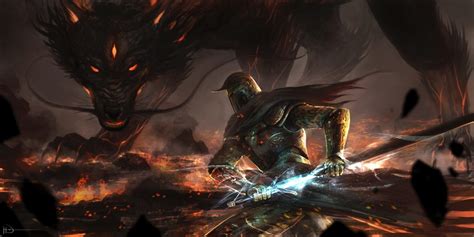 Knight fighting dragon wallpaper, fantasy art, dragon, knight HD wallpaper | Wallpaper Flare