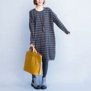 2021 autumn gray casual knit dresses plus size striped sweater dress