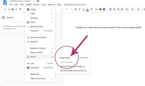 How to insert page breaks in google docs - overmeva