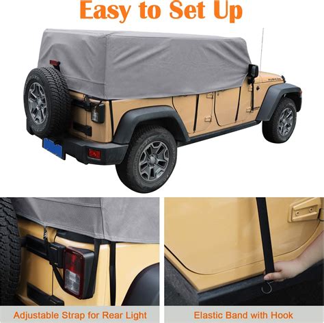 Dustproof Breathable Waterproof OOFIT 5-Ply Heavy Duty Car Cab Cover Custom Fit 2007-2018 Jeep ...