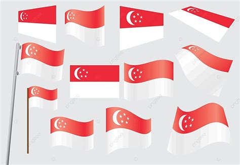 Gambar Bendera Bendera Vektor Singapura Berkibar Vektor, Vektor ...