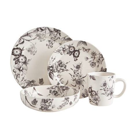 Black & White Floral Dinnerware in 2020 | Black dinnerware, Dinnerware, Black, white