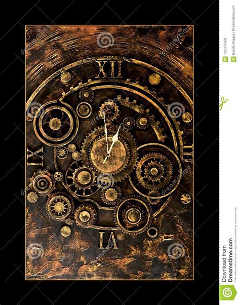 Vintage Mechanical Clock Parts on Vintage Background Stock Photo ...