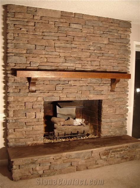 Culture Stone Fireplace Surround Brown Color, Brown Slate Cultured Stone from China ...