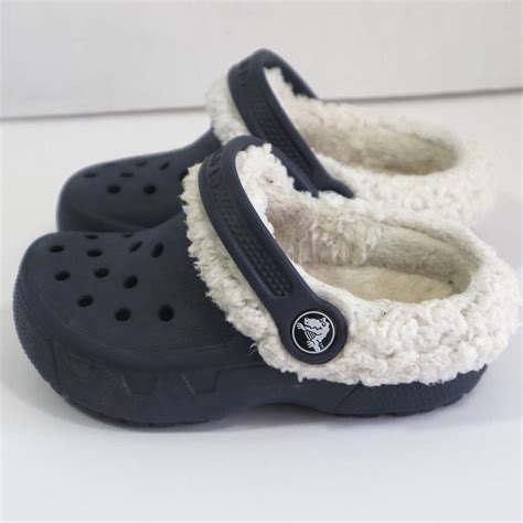 Crocs Plush Faux Fur Lined Girls Clogs Super Cute Blue Size Children 8/9 EUC #Crocs #Clogs # ...