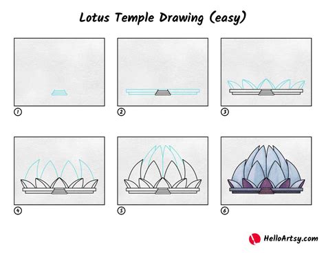 Lotus Temple Drawing (easy) - HelloArtsy