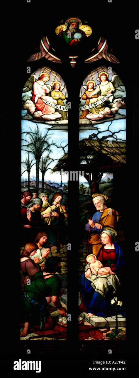 Nativity Scene in Stained Glass Perugia Cathedral Italy Stock Photo - Alamy