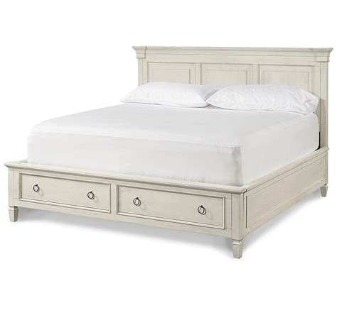 Country-Chic Wood Queen Size White Storage Bed | Zin Home