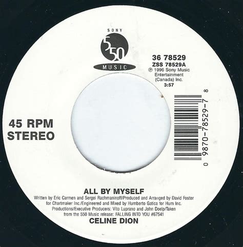 Céline Dion - All By Myself (Vinyl, 7", 45 RPM, Single, Stereo) | Discogs