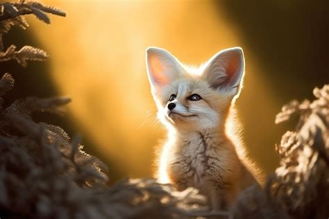 Premium AI Image | Fennec fox cub sitting outdoors