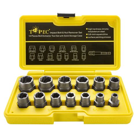 Buy Topec Impact Bolt & Nut Remover Set 13+1 Pieces, ⅜drive impact, Nut ...