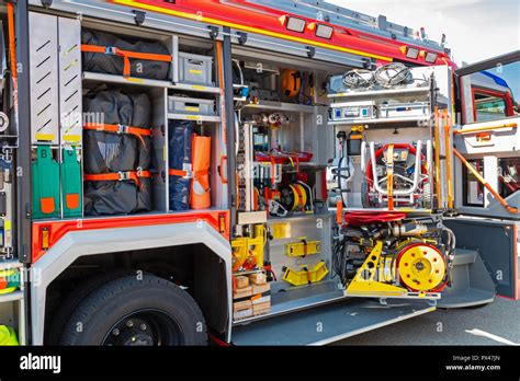 Interior view of a german fire truck Stock Photo - Alamy