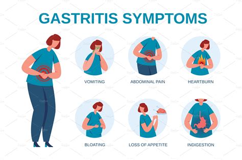 Gastritis symptoms infographic | Vector Graphics ~ Creative Market