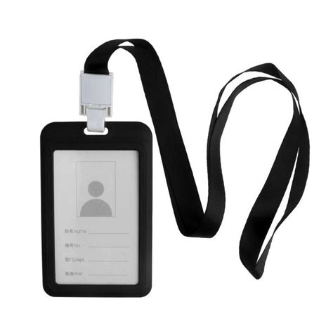 Vertical ID Card Badge Holder With Detachable Lanyard Neck Strap Hard Plastic | eBay | Badge ...