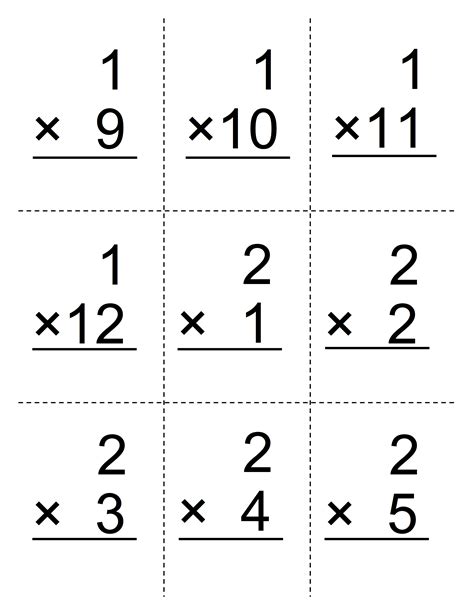 Flash Cards Printable Multiplication