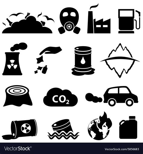 Pollution global warming and environment icons Vector Image