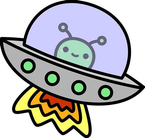 "Cute alien in ufo in space" Sticker for Sale by peppermintpopuk ...