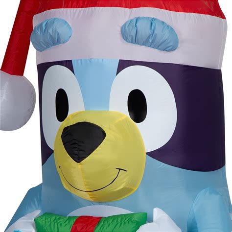 Airblown Inflatables Bluey Holiday Blow Up Xmas Decorations for Home with Santa Hat and Present ...