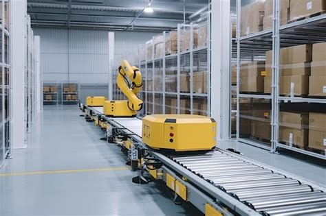 Premium Photo | Smart warehouse with automated robots generative ai