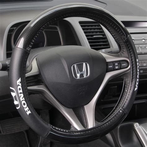 Honda Steering Wheel Cover Carbon Fiber Black Synthetic Leather Grip ...