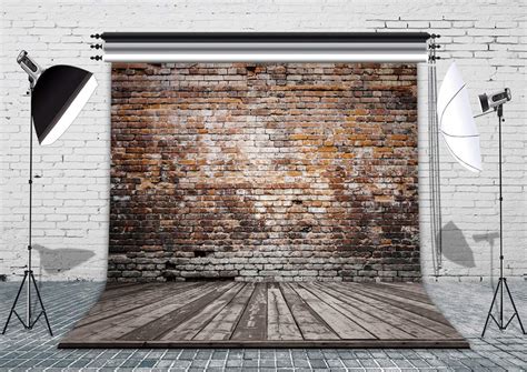 Buy LB 8x8ft Vinyl Vintage Brick Wall Photo Backdrop Rustic Wood Floor ...