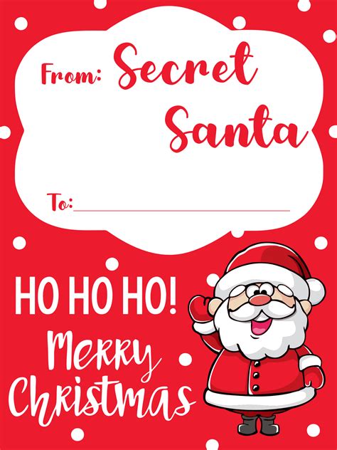 Secret Santa Gift Tags - 10 Free PDF Printables | Printablee