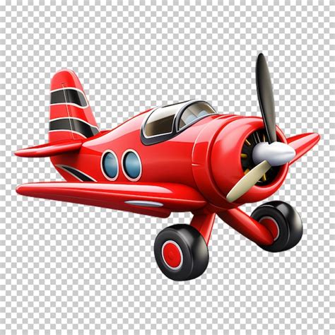 Premium PSD | Red airplane cartoon style isolated on transparent background