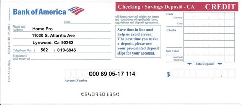 Bank of America Deposit Slip Format Free Download (With images) | Bank of america, Excel ...