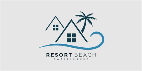 resort beach logo design vector with icon palm creative concept 12916596 Vector Art at Vecteezy