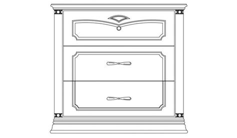 European bed side table elevation block drawing details dwg file - Cadbull