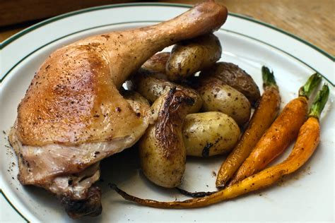 roasted chicken leg quarters, fingerling potatoes, dutch c… | Flickr