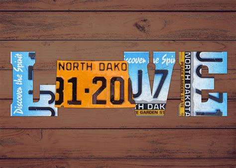 'North Dakota State Love Heart License Plates Art P' Poster, picture ...