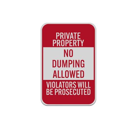 Private Property No Dumping Aluminum Sign (Reflective)