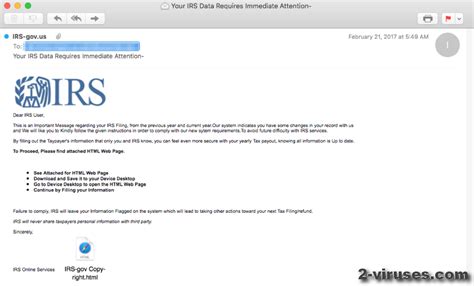IRS Online Email Scam – How to remove – Dedicated 2-viruses.com