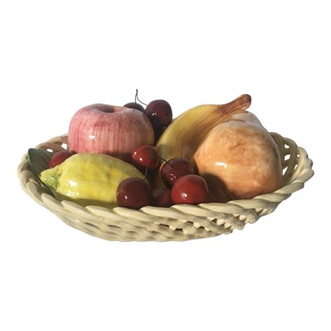 Vintage Majolica Fruit Basket Centerpiece | Chairish