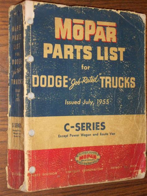 Purchase 1955 DODGE TRUCK PARTS BOOK / CATALOG / ORIGINAL C SERIES in ...