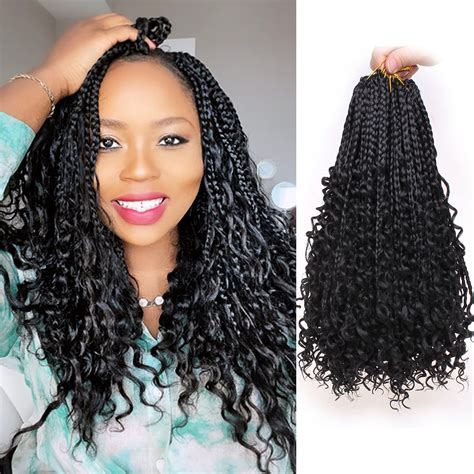 Buy Goddess Box Braids Crochet Hair With Curly Ends 14 Inch Ombre ...