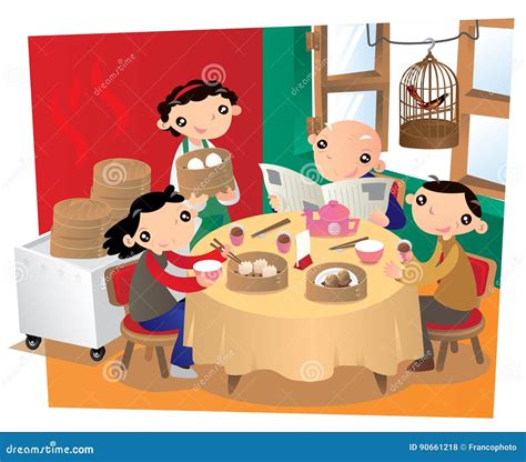 Old Chinese Restaurant in Hong Kong. Stock Vector - Illustration of dishes, cartoon: 90661218