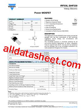 IRF530 Datasheet(PDF) - Vishay Siliconix