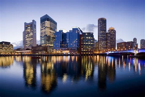 Boston City Skyline Illuminated at Night USA | The Warren Group