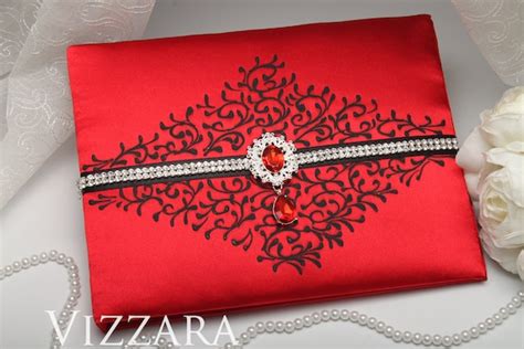 Wedding Guest Book Red Weddings Guests Books Red and Black - Etsy