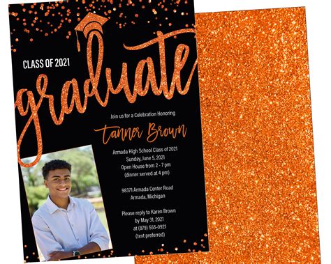 Orange and Black Class of 2021 Graduation Party Invitation | Etsy