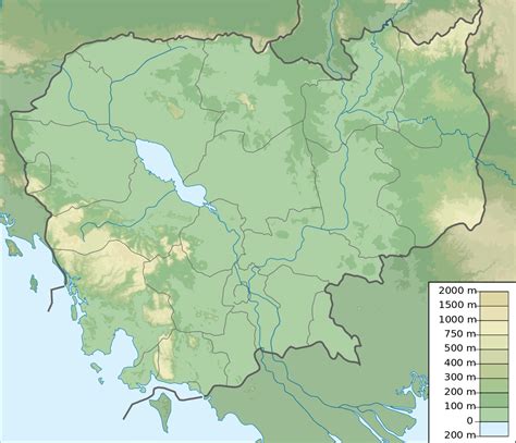 Cambodia - topographic • Map • PopulationData.net