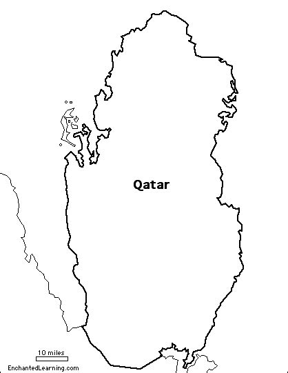 Outline Map Qatar - EnchantedLearning.com