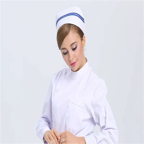 Free Shipping OEM surgical caps nurse cap nurse hat two blue stripes ...